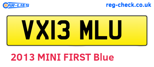 VX13MLU are the vehicle registration plates.
