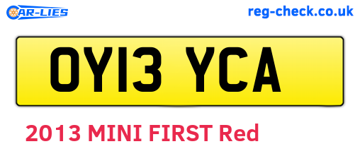 OY13YCA are the vehicle registration plates.