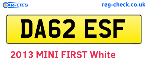 DA62ESF are the vehicle registration plates.