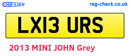 LX13URS are the vehicle registration plates.