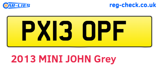 PX13OPF are the vehicle registration plates.