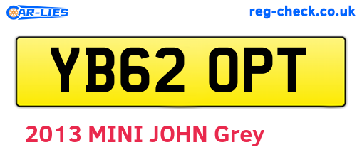 YB62OPT are the vehicle registration plates.
