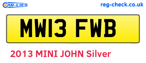 MW13FWB are the vehicle registration plates.