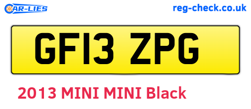 GF13ZPG are the vehicle registration plates.