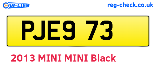 PJE973 are the vehicle registration plates.