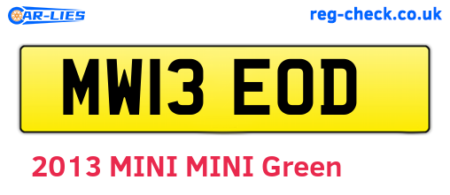 MW13EOD are the vehicle registration plates.