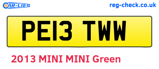 PE13TWW are the vehicle registration plates.