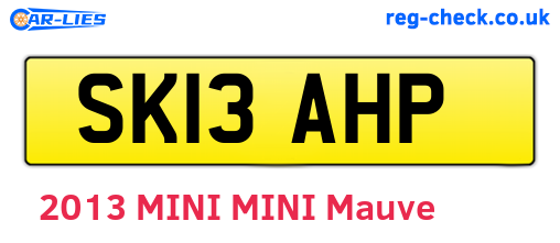 SK13AHP are the vehicle registration plates.