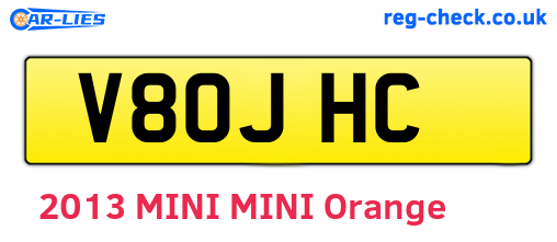 V80JHC are the vehicle registration plates.
