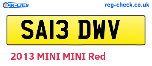 SA13DWV are the vehicle registration plates.