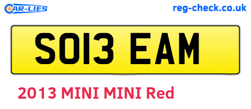 SO13EAM are the vehicle registration plates.