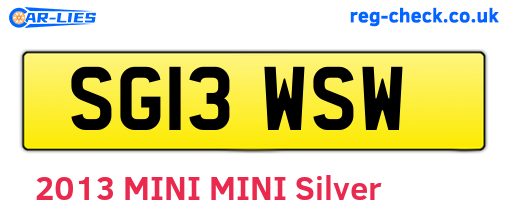 SG13WSW are the vehicle registration plates.