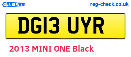 DG13UYR are the vehicle registration plates.