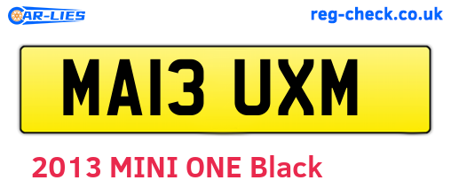 MA13UXM are the vehicle registration plates.