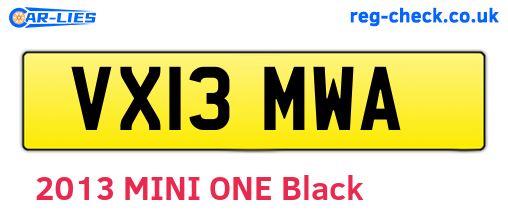 VX13MWA are the vehicle registration plates.