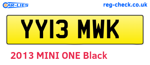 YY13MWK are the vehicle registration plates.