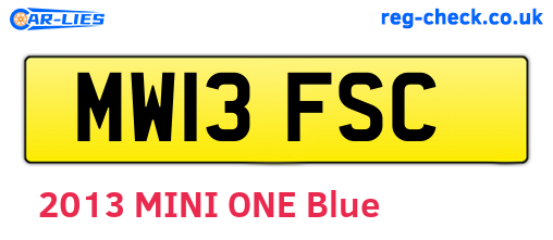 MW13FSC are the vehicle registration plates.