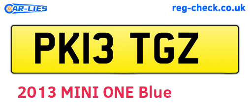 PK13TGZ are the vehicle registration plates.