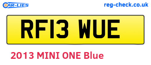 RF13WUE are the vehicle registration plates.