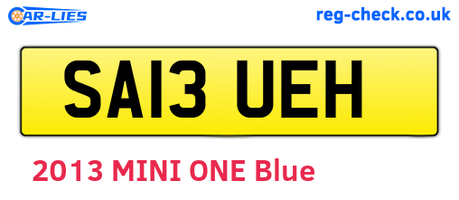 SA13UEH are the vehicle registration plates.