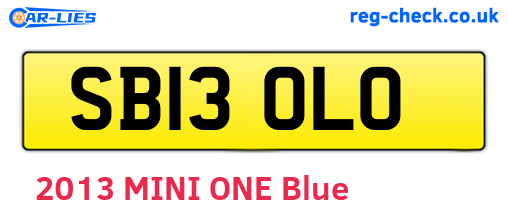 SB13OLO are the vehicle registration plates.