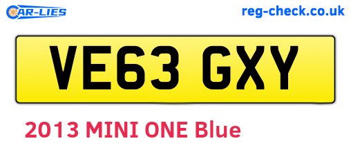 VE63GXY are the vehicle registration plates.