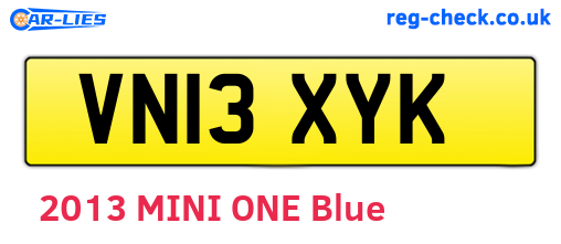 VN13XYK are the vehicle registration plates.