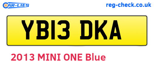 YB13DKA are the vehicle registration plates.
