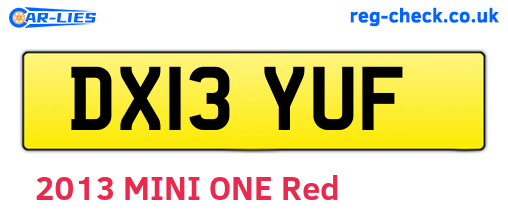 DX13YUF are the vehicle registration plates.