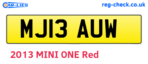 MJ13AUW are the vehicle registration plates.