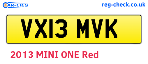 VX13MVK are the vehicle registration plates.