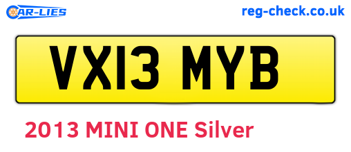 VX13MYB are the vehicle registration plates.