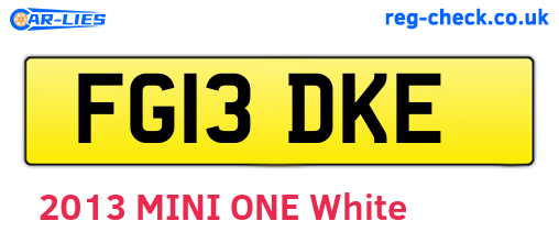 FG13DKE are the vehicle registration plates.