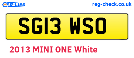 SG13WSO are the vehicle registration plates.