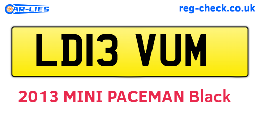 LD13VUM are the vehicle registration plates.