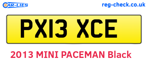 PX13XCE are the vehicle registration plates.