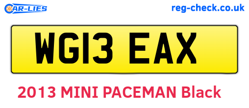 WG13EAX are the vehicle registration plates.