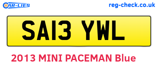 SA13YWL are the vehicle registration plates.