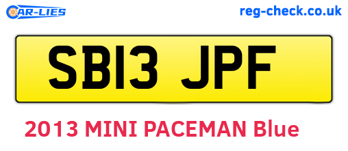 SB13JPF are the vehicle registration plates.