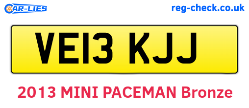 VE13KJJ are the vehicle registration plates.