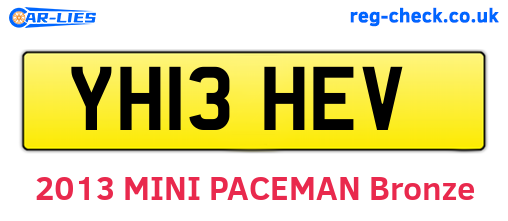 YH13HEV are the vehicle registration plates.