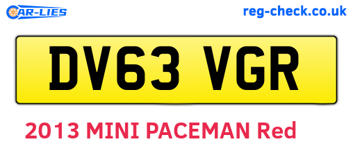 DV63VGR are the vehicle registration plates.