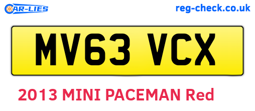 MV63VCX are the vehicle registration plates.