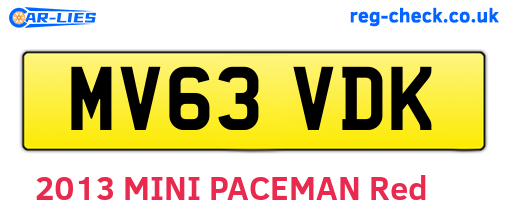 MV63VDK are the vehicle registration plates.
