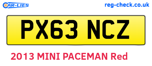 PX63NCZ are the vehicle registration plates.