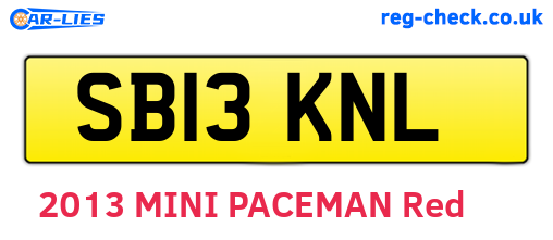 SB13KNL are the vehicle registration plates.
