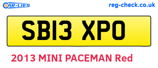 SB13XPO are the vehicle registration plates.
