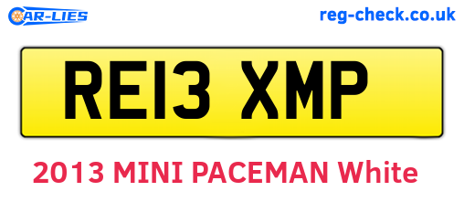 RE13XMP are the vehicle registration plates.