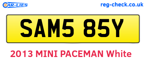 SAM585Y are the vehicle registration plates.