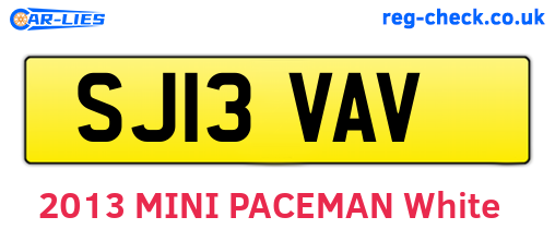 SJ13VAV are the vehicle registration plates.